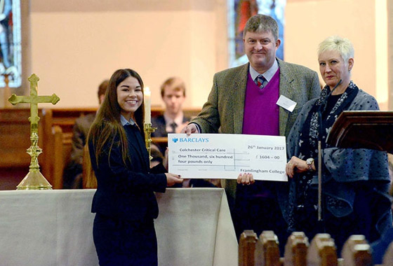 Charity News: College raises funds for Colchester Critical Care Trust