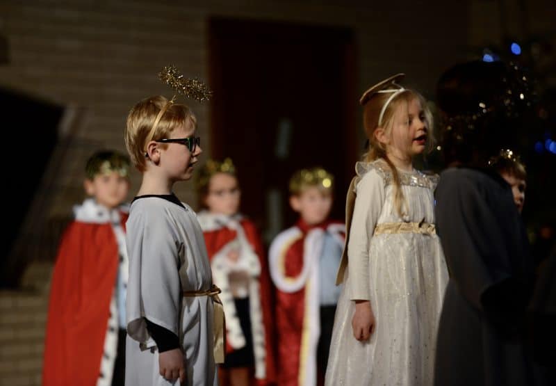 Little ones get dressed up to sing first nativity for audience of parents, teachers and siblings