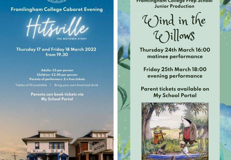 Tickets now available for Senior School Cabaret and Prep School Wind in the Willows upcoming performances